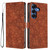 Samsung Galaxy S26 Cherry Blossoms Embossed Leather Phone Case - Brown
