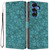Samsung Galaxy S26 Cherry Blossoms Embossed Leather Phone Case - Green