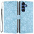 Samsung Galaxy S26 Cherry Blossoms Embossed Leather Phone Case - Light Blue