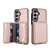 Samsung Galaxy S26 Crossbody Dual-buckle Wallet RFID Back Leather Phone Case - Rose Gold