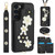 Samsung Galaxy S26 Crossbody Flower Pattern Leather Phone Case - Black