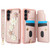 Samsung Galaxy S26 Crossbody Flower Pattern Leather Phone Case - Rose Gold