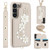 Samsung Galaxy S26 Crossbody Flower Pattern Leather Phone Case - White