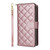 Samsung Galaxy S26 Crossbody Rhombic Zipper Tower Buckle Leather Phone Case with Lanyard - Rose Gold