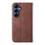 Samsung Galaxy S26 Cubic Grid Calf Texture Magnetic Leather Phone Case - Brown