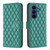 Samsung Galaxy S26 Diamond Lattice Wallet Flip Leather Phone Case - Green