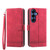 Samsung Galaxy S26 Dierfeng Dream Line TPU Hybrid PU Leather Phone Case - Red