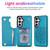 Samsung Galaxy S26 Double Buckle Mandala Leather Wallet Back Cover Phone Case - Blue