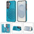 Samsung Galaxy S26 Double Buckle Mandala Leather Wallet Back Cover Phone Case - Blue