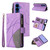 Samsung Galaxy S26 Dual-color 9 Card Slots Zipper Wallet Leather Phone Case - Purple