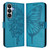 Samsung Galaxy S26 Embossed Butterfly Leather Phone Case - Blue