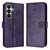 Samsung Galaxy S26 Embossed Butterfly Leather Phone Case - Dark Purple