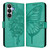 Samsung Galaxy S26 Embossed Butterfly Leather Phone Case - Green