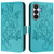 Samsung Galaxy S26 Embossed Rose RFID Anti-theft Leather Phone Case - Light Blue