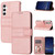 Samsung Galaxy S26 Embossed Stripes Skin Feel Leather Phone Case - Pink