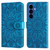 Samsung Galaxy S26 Embossed Sunflower Leather Phone Case - Blue