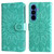 Samsung Galaxy S26 Embossed Sunflower Leather Phone Case - Green