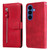 Samsung Galaxy S26 Fashion Calf Texture Zipper Leather Phone Case - Red