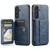 Samsung Galaxy S26 Fierre Shann FS-024 Oil Wax Cow Leather Card Holder Back Phone Case - Blue