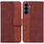 Samsung Galaxy S26 Geometric Embossed Leather Phone Case - Brown