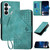 Samsung Galaxy S26 Grid Butterfly Embossed Pattern Leather Phone Case with Lanyard - Light Blue