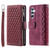 Samsung Galaxy S26 Grid Texture Zipper Leather Phone Case with Lanyard - Wine Red