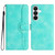 Samsung Galaxy S26 Heart Pattern Skin Feel Leather Phone Case - Light Blue