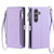 Samsung Galaxy S26 Leather Stitching Multi-card Slot Zipper Phone Case - Purple
