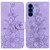 Samsung Galaxy S26 Lily Embossed Leather Phone Case - Purple