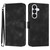 Samsung Galaxy S26 Line Pattern Skin Feel Leather Phone Case - Black