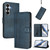Samsung Galaxy S26 Line Splicing Buckle Retro Leather Phone Case - Dark Blue