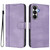 Samsung Galaxy S26 Line Splicing Buckle Retro Leather Phone Case - Purple