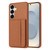 Samsung Galaxy S26 Litchi Pattern Magnetic Card Bag Holder Phone Case - Brown