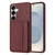 Samsung Galaxy S26 Litchi Pattern Magnetic Card Bag Holder Phone Case - Wine Red
