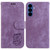 Samsung Galaxy S26 Little Tiger Embossed Leather Phone Case - Purple