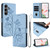 Samsung Galaxy S26 Lotus Embossed Leather Phone Case with Lanyard - Blue