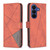 Samsung Galaxy S26 Magnetic Buckle Rhombus Texture Leather Phone Case - Brown
