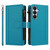 Samsung Galaxy S26 Magnetic Closure 9 Card Slots Zipper Leather Case with Hand Strap - Turquoise