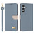Samsung Galaxy S26 Metal Bow Leather Phone Case with Hand Strap - Light Blue