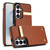Samsung Galaxy S26 Metal Buckle Card Slots Phone Case - Brown