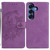 Samsung Galaxy S26 Moonlit Butterfly Dance Pattern Embossed Leather Phone Case - Purple