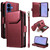 Samsung Galaxy S26 Multi Card Wallet Leather Phone Case with Strap - Red