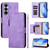 Samsung Galaxy S26 Multi-Card Slots Zipper Wallet Leather Phone Case - Purple