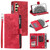 Samsung Galaxy S26 Multi-Card Totem Zipper Leather Phone Case - Red