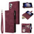 Samsung Galaxy S26 Multifunctional Frosted Zipper Wallet Leather Phone Case - Wine Red