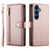 Samsung Galaxy S26 Nine Card-slot Zipper Wallet Bag Leather Phone Case - Pink