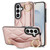 Samsung Galaxy S26 Non-slip Full Coverage Ring PU Phone Case with Wristband - Rose Gold