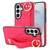 Samsung Galaxy S26 Non-slip Full Coverage Ring PU Phone Case with Wristband - Rose Red