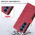 Samsung Galaxy S26 PU Genuine Leather Texture Embossed Line Phone Case - Red