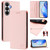 Samsung Galaxy S26 RC01 Dual-Folded Magnetic Suction RFID Leather Phone Case - Pink